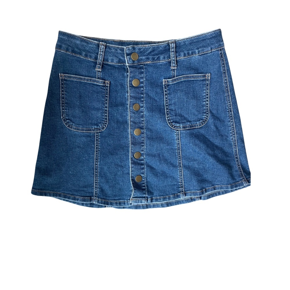 Women's Small - Snap Button Denim Mini Skirt By Altar'd State